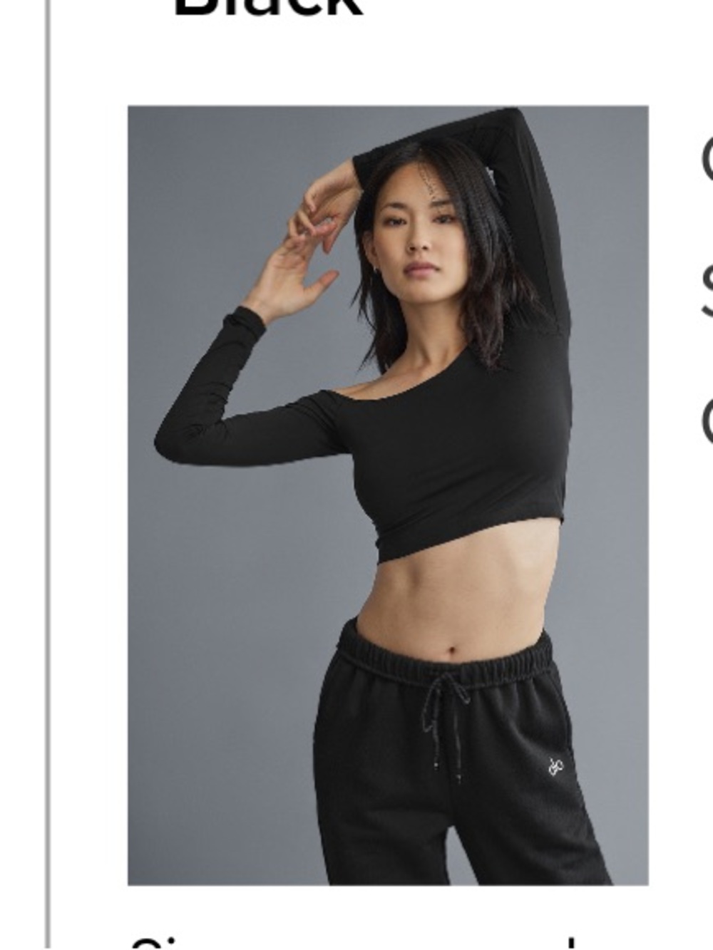 ALO Yoga Asymmetric Sheer Glow Long Sleeve Off-Shoulder Crop Top